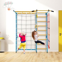7 in 1 Kids Indoor Gym Steel Home Playground Children Swedish Wall Ladder Set