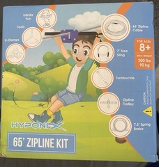 65’ Zip Line Kit for Kids and Adults 200lb Capacity