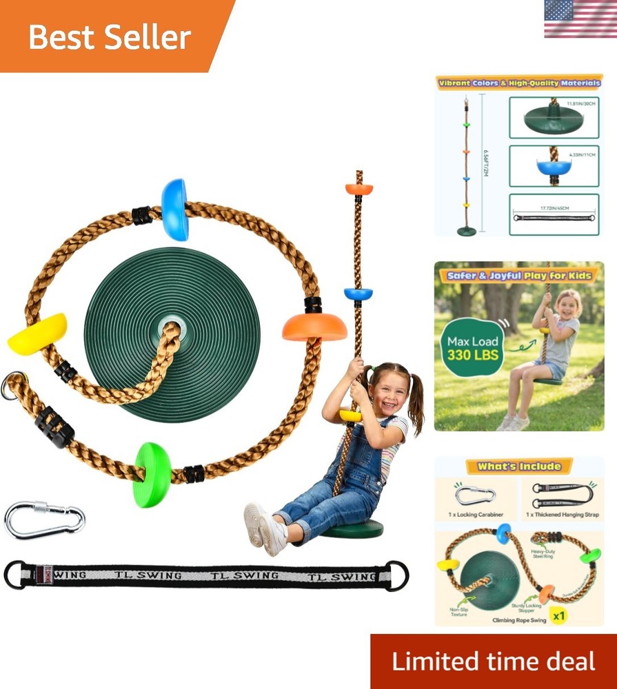 Tree Swing for Kids 330LB Capacity, Climbing Rope with Platforms and Disc Swi…