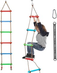 Climbing Rope Ladder Kids Tree Swing W/ Hanging Strap Indoor & Outdoor Backyard