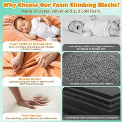 6 Pieces Toddler Climbing Toys Indoor, Crystal Velvet Foam Climbing Blocks fo…