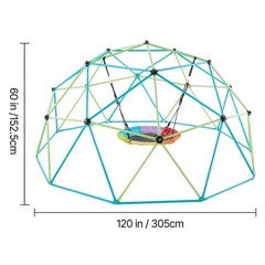 Uimoso 10FT Geometric Climbing Dome with Saucer Swing, Supports 1000LBS