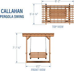 Cedar Wood 8′ X 5′ Outdoor Pergola Swing Bench for Two with Trellis
