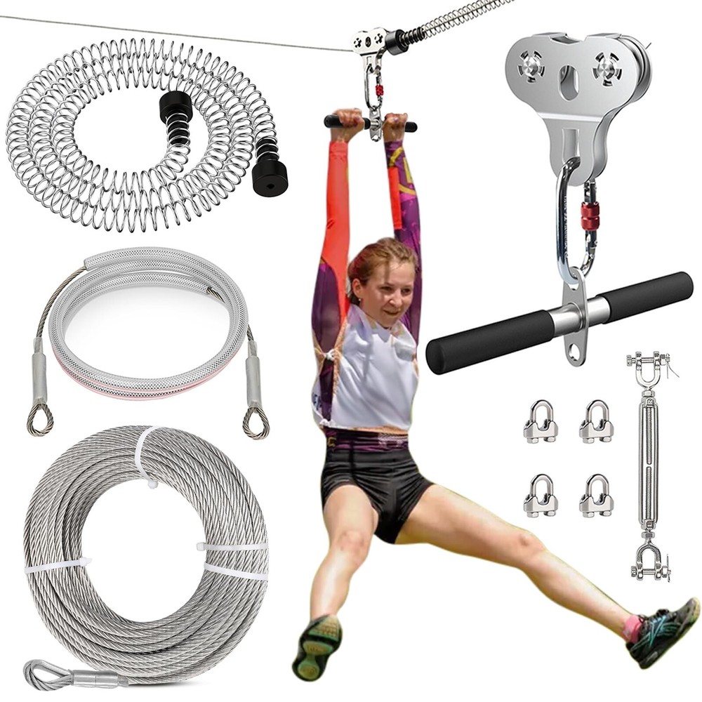 Zip Lines for Kids and Adults Outdoor Up to 500 Lbs, 304 Stainless Steel 100F…