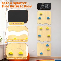 Wooden Climbing Wall, Kids Indoor Climbing Wall Panels with 12 Rock Holds, Mo…