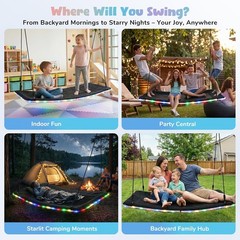 60 inch Platform Tree Swing W/ LED Light Large Outdoor Skycurve Swing Kids