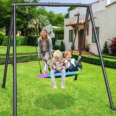 Outdoor Swing Set with A-Frame Stand – 40 Inch Saucer Swing