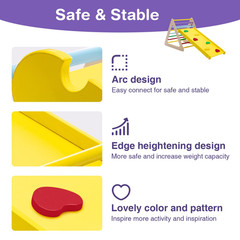 3 in 1 Triangle Climber with Ramp Wooden Toddler Climbing Triangle Toys for Slid
