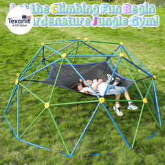 10FT Climbing Dome with Hammock, Outdoor Jungle Gym for Kids, Geometric Dome Cli