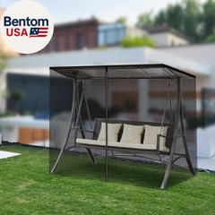 Patio Swing Mosquito Netting for 2-3 Seater Swing, Black Patio Swing Mosquito Ne