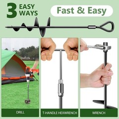 4 Pack 30″ Ground Anchors Black Screw-In Earth Anchor w/ T-Handle _ SALE OFF