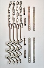 Metal Ground Anchor Kit – 4pcs Auger-Style 12 3/4″ ea All Hardware Included Easy