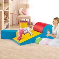 5-Piece Kids Climb Crawl Activity Playset Red Indoor Foam Blocks Soft Play Fun