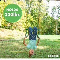 18″ Trapeze Swing Bar with Rings Heavy Duty Chain Swing Set Accessories Green