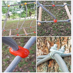 Outdoor Rope Bridge, 2M/6.56FT Climbing Rope Ladder for Backyard Playground, Sol