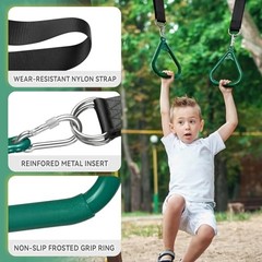 Toddler Swing & Gym Rings – Swing Set Accessories with Snap Hooks, 2 Green2