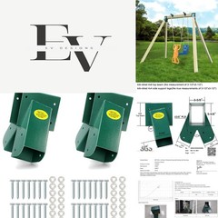 Outdoor Swing Set A-Frame Brackets – Complete Set with Hardware in Vibrant Green