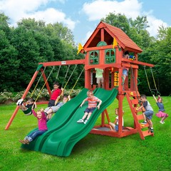 SWING SET PLAYSET OUTDOOR PLAYGROUND WOODEN BACKYARD EQUIPMENT CHILDREN PLAY NEW