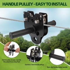 Outdoor Zipline Kit 200ft 400lb Capacity Safety Harness Trolley