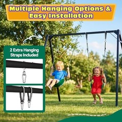 Heavy Duty Kids Swing Seat with 79″ Adjustable Rope, 330 lbs Green, 1 Pack