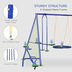 4-in-1 Kids Metal Swing Set for Backyard