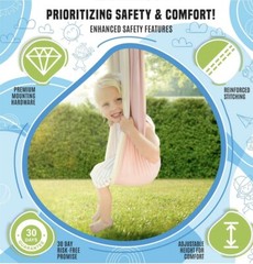 Sensory Swing for Kids with Reversible Colors – Ceiling/tree pink and white