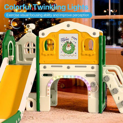 9-In-1 Toddler Slide Playground W/ LED Lights, Basketball Hoop & Drawing Board,