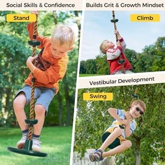 Tree Swing for Kids, Adjustable Rope Swing Disc Swing for Outside with Green