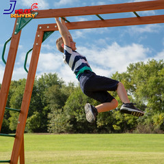 Skyfort II Cedar Wood Swing Set with Wave Slide Raised Clubhouse Outdoor Playset