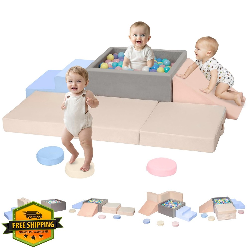 CAMELUS Climbing Blocks Grey Pink 7-Piece