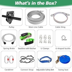 Zip line Kit for Kids and Adults Outdoor: Up to 500Lbs – | Quick Tighten 80FT