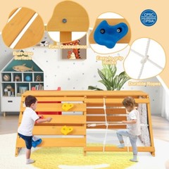 5 x 1 Jungle Gym Indoor Playground w/ Slide Rock Climbing Wall Rope Wall Climber