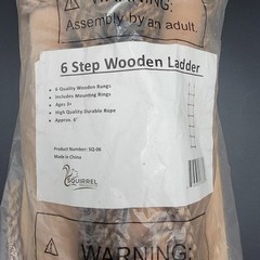 Wooden 6 Step Rope Ladder with O-rings Hanging Climbing