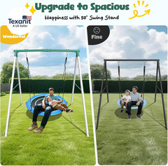 50″ Large Saucer Swing with Frame for Kids Outdoor, 6.5 Ft Tall 500 Lbs Swing Se