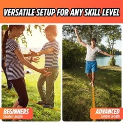 Complete Slackline Kit – 2x 60ft Lines, Training Line, Tree Protectors, Fun Outd