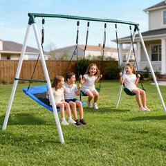 VEVOR Swing Set for Backyard Swingset Outdoor for Kids 3 Seats A-Frame Stand