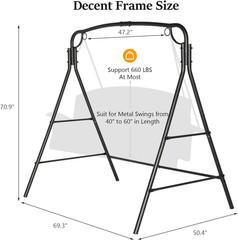 Upgraded Metal Porch Swing Stand with Antique Bronze Finish, Heavy Duty 660 LBS