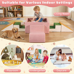 Pink Foam Climbing Blocks Set for Toddlers – Indoor Play Gym 6PCS