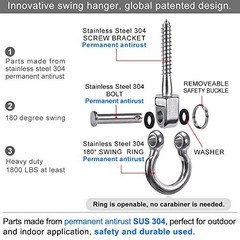 Heavy Duty Swing Hangers – Set of 2 ef of 2 pk With Bow Ring of 2 Pack