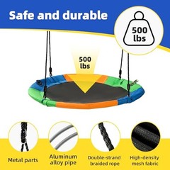Saucer Tree Swing Seat for Kids 40 Inch Outdoor Round Tree Swing for Orange