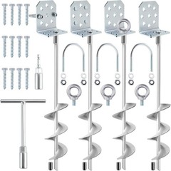 Swing Set Anchors 20″ Heavy Duty Ground Anchors Screw in with L-Brackets & Drill
