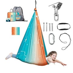 Indoor Sensory Swing for Kids or Outdoor – Holds 300lbs, Double Sunset Design