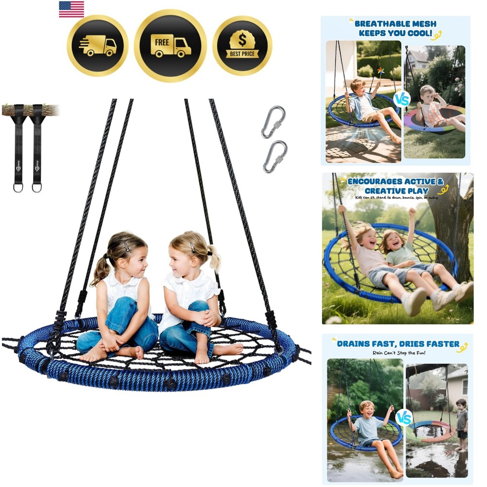 750lbs 40″ Spider Web Saucer Tree Swing for Kids Adults, Outdoor Net Swing wi…