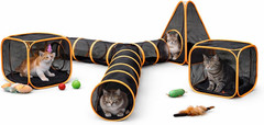 Outdoor Cat Tunnel Playset with Pop-Up Cubes & Tent – Portable Mesh Cat Playpen