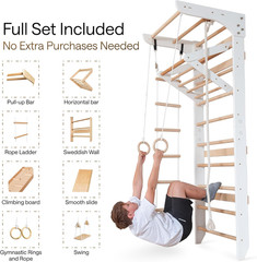 Swedish Ladder Wall Set – Kids Gymnastics Stall Bars for Home Exercise