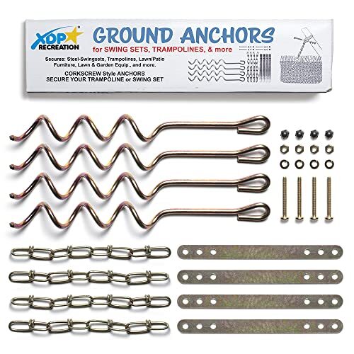70113 Swing Set, Trampoline, & Patio Furniture Metal Ground Anchor Kit Hardware