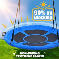 700lb Saucer Tree Swing for Kids Adults Outdoor Textilene with 2pcs 40″ Blue