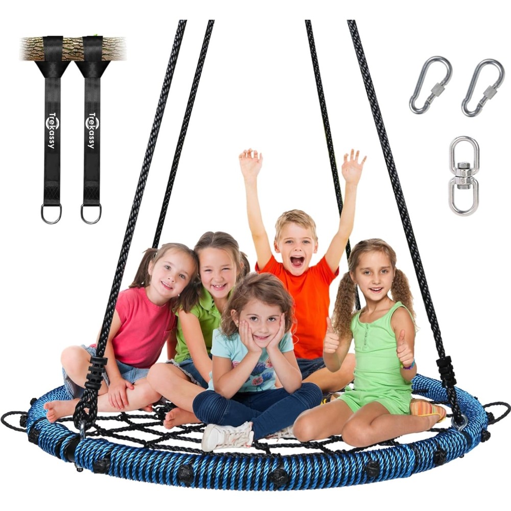 45″ 750lbs Spider Web Tree Swing for Kids & Adults, Outdoor Steel Frame Sauce…