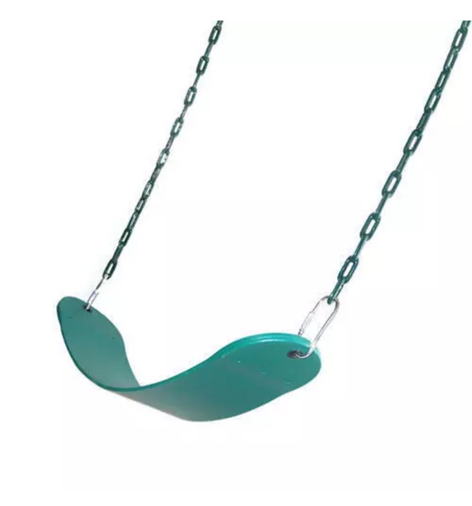 GREEN Playground Swing Set Seat Belt Vinyl Coated Zinc Chain, Hanger & Hooks