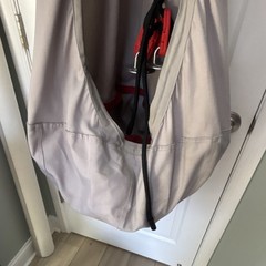 Gray and Red Hanging Pod Swing Chair with Mounting Hardware